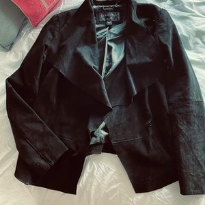 Bernado Drape Front Black Suede Jacket XS